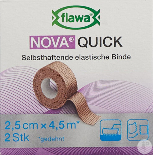 Flawa Nova Quick Selbsthaftende Elastische Binde 2,5cmx4,5m Stück 2