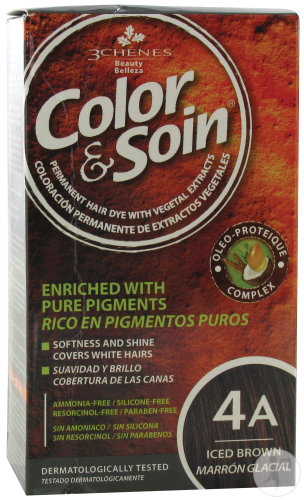 3 Chênes Color & Soin Permanente Haarfarbe Mit Pflanzenextrakten 4A Glänzendes Braun 1 Kit