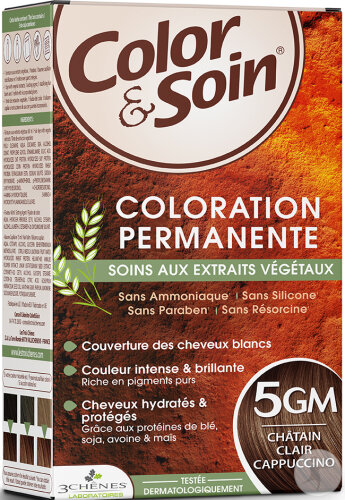 3 Chênes Color & Soin Permanente Coloration Mit Pflanzenextrakten 5GM Hellbraun Cappuccino 1 Kit