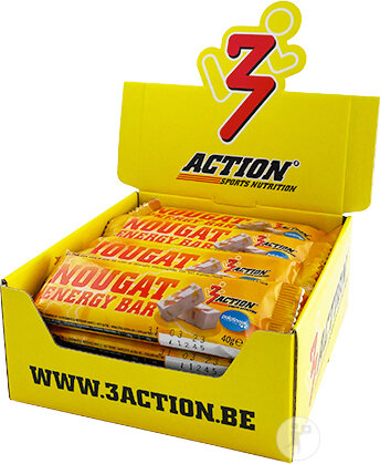3Action Sports Nutrition Nougat Energy Bar Display 20x40g