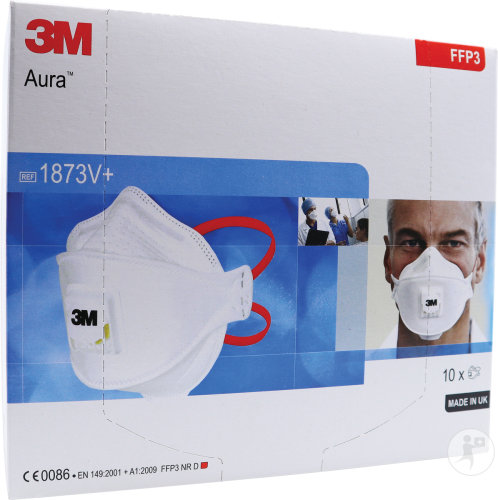 3M Aura Atemschutzmasken Mit Ventil FFP3 Norm EN149 Stück 10 (1873V)