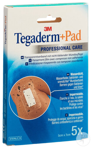3M Tegaderm+PAD 5x7cm Kompresse 2,5x4cm 5 Stück