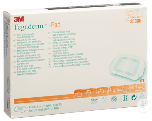3M Tegaderm+PAD 9x10cm Kompresse 4,5x6cm 25 Stück