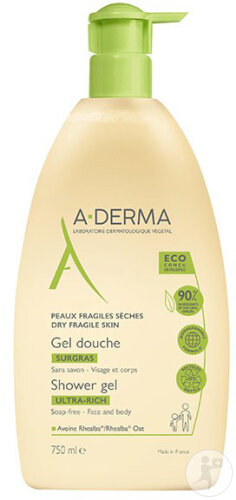 A-Derma Indispensables Duschgel Mit Rückfettender Wirkung Für Empfindliche Trockene Haut 750ml