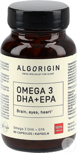 Algorigin Omega 3 DHA+EPA Kapseln Glasflasche 50 Stück