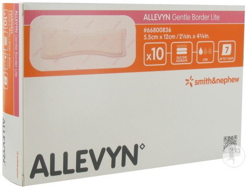 Allevyn Gentle Border Lite Hydrozellulärer Selbsthaftender Verband 5,5x12cm Stück 10 (66800836)