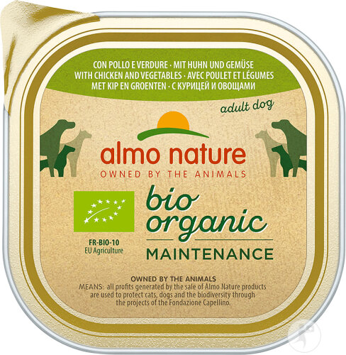 Almo Nature Bio Organic Maintenance Nassfutter Mit Huhn Und Gemüse Für Erwachsene Hunde 300g