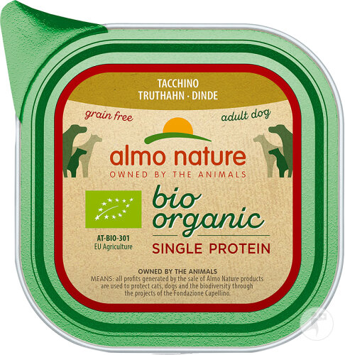 Almo Nature Bio Organic Single Protein Nassfutter Mit Truthahn Für Erwachsene Hunde 150g
