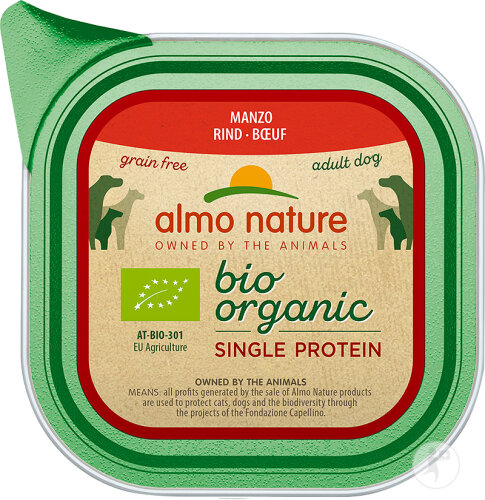 Almo Nature Bio Organic Single Protein Nassfutter Mit Rind Für Erwachsene Hunde 150g