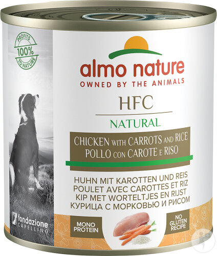 Almo Nature HFC Natural Nassfutter Für Hunde Mit Huhn Karotten Und Reis 280g