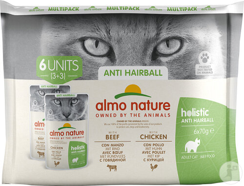Almo Nature Holistic Anti Hairball Multipack Mit Rind Und Huhn Für Katzen 6x70g