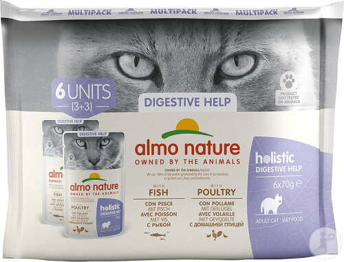 Almo Nature Holistic Digestive Help Multipack Mit Lachs Und Geflügel Für Katzen 6x70g