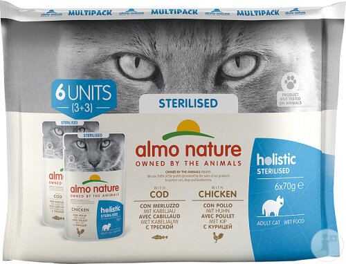 Almo Nature Holistic Sterilised Multipack Mit Cod Und Huhn Für Katzen 6x70g