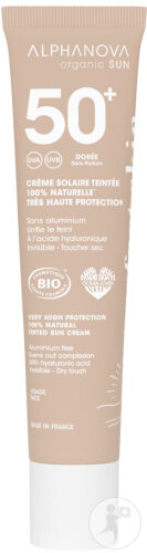 Alphanova Sun Getönte Sonnenschutzcreme SPF50+ Goldene Nuance Ohne Parfum 100% Natürlich Und Bio 40g