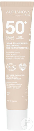 Alphanova Sun Getönte Sonnenschutzcreme SPF50+ Nude Nuance Ohne Parfum 100% Natürlich Und Bio 40g