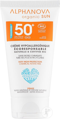 Alphanova Sun Sonnenschutzcreme SPF50+ Sensitiv+ Ohne Parfum 100% Natürlich Bio 50g