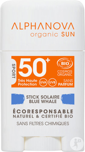 Alphanova Sun Sonnenstick Blauer Wal Gesicht LSF50+ Stick 12g