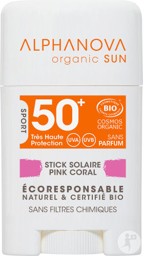 Alphanova Sun Sonnenstick Rosa Koralle Gesicht LSF50+ Stick 12g