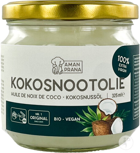 Amanprana Extra Virgin Kokosöl Bio Glasbehälter 325ml