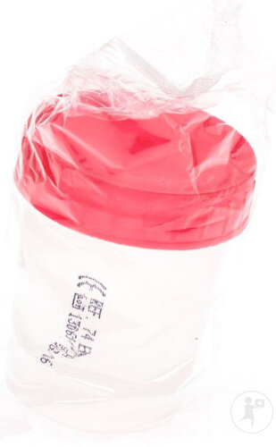Analysebecher Mit Roter Schraubkappe Steril 100ml