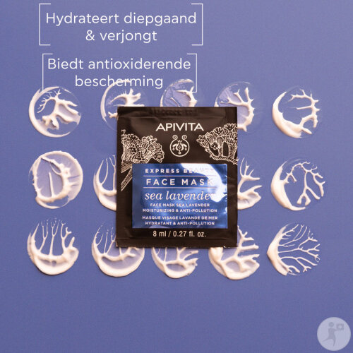 Apivita Express Beauty Feuchtigkeitsspendende Gesichtsmaske Meereslavendel 2x8ml-2
