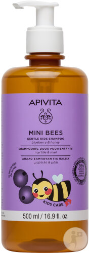 Apivita Mini Bees Mildes Shampoo Für Kinder Mit Heidelbeere Und Honig Pumpflasche 500ml