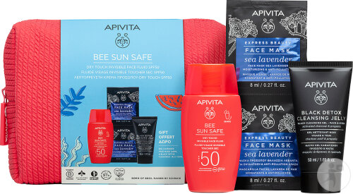 Apivita Geschenkset Bee Sun Safe Dry Touch Gesichtsfluid SPF50 4 Produkte