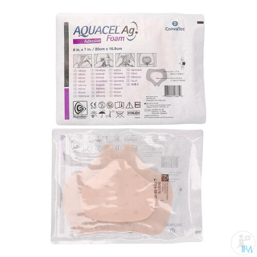Aquacel Ag Foam Adhäsiv Sakral Schaumverband 20x16,9cm 5 Stück-2