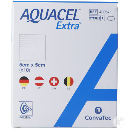 Aquacel Extra Hydrofiber Verband 5x5cm 10 Stück