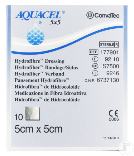 Aquacel Hydrofiber Verband 5x5cm Steril 10 Stück (177901)