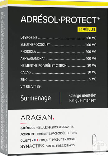 Aragan Synactifs Adresolprotect Mentale Ladung Zink/Rhodiola 30 Kapseln