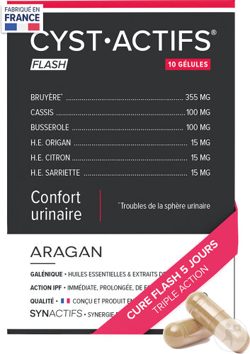 Aragan Synactifs Cystactifs Flash Harnkomfort & Entzündungshemmend Schwarze Johannisbeere 10 Kapseln