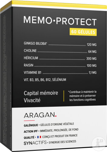 Aragan Synactifs Memoprotect Gedächtniskapital Ginkgo Biloba 60 Kapseln