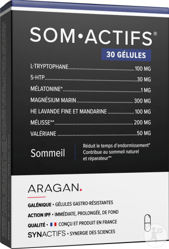 Aragan Synactifs Somactifs Schlaf Melatonin Magnesium 30 Kapseln