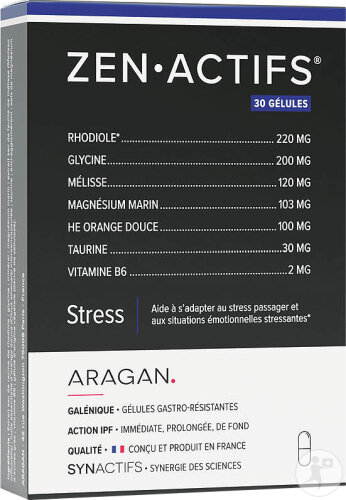 Aragan Synactifs Zenactifs Anti-Stress Rhodiola Melisse 30 Kapseln