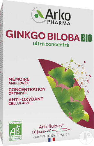 Arkofluides Gedächtnis Und Konzentration Ginkgo Biloba Ultra Konzentriert Bio Ampullen 20x15ml