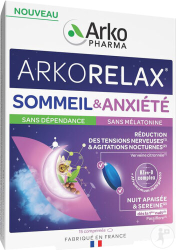 Arkopharma Arkorelax Schlaf & Angst Passionsblume Eisenkraut Vitamin B3 15 Tabletten