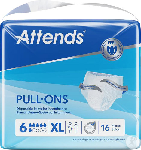 Attends Pull-Ons Einmal-Unterwäsche Bei Inkontinenz Saugstärke 6 Größe XL 16 Stück