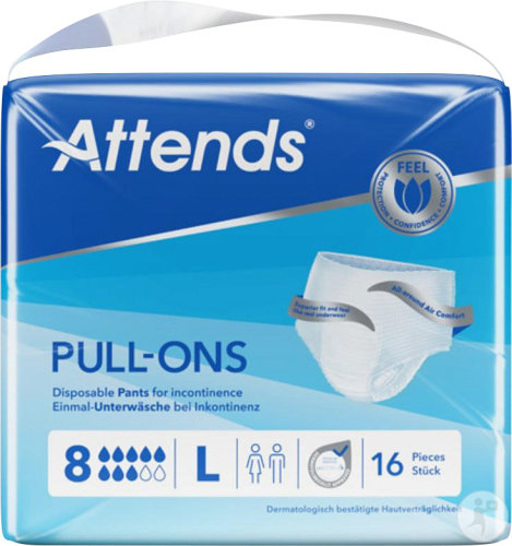Attends Pull-Ons Einmal-Unterwäsche Bei Inkontinenz Saugstärke 8 Größe L 16 Stück
