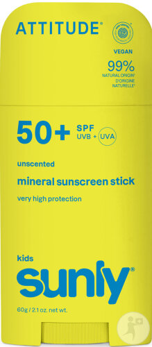 Attitude Sunly Mineralischer Sonnenstick Kinder Gesicht & Körper SPF50 Ohne Duftstoffe 60g
