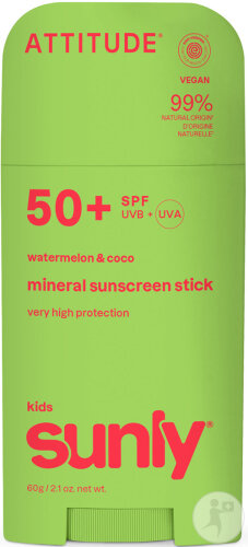Attitude Sunly Mineralischer Sonnenstick Kinder Gesicht & Körper SPF50 Wassermelone & Kokosnuss 60g
