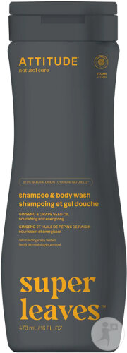 Attitude Super Leaves 2in1 Sports Shampoo Und Körperpflege Für Männer Flasche 473ml