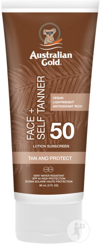 Australian Gold Gesicht + Selbstbräuner Sonnenschutzlotion SPF50 Tube 88ml