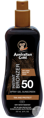 Australian Gold Instant Bronzer Sonnenschutz Spray Gel Mit Bräuner SPF50 237ml