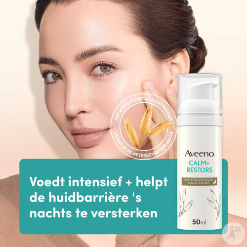 Aveeno Calm+Restore Rehydratisierende Nachtcreme Ohne Parfum Pumpflasche 50ml