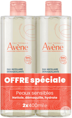 Avène Les Essentiels Mizellares Reinigungswasser Gesicht Augen Lippen Duo 2x400ml