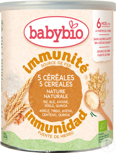 Babybio 5 Getreide Natur Ab 6 Monate Dose 220g