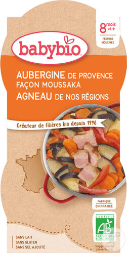 Babybio Auberginen Nach Moussaka-Art Und Lamm 8+ Monate 2x200g