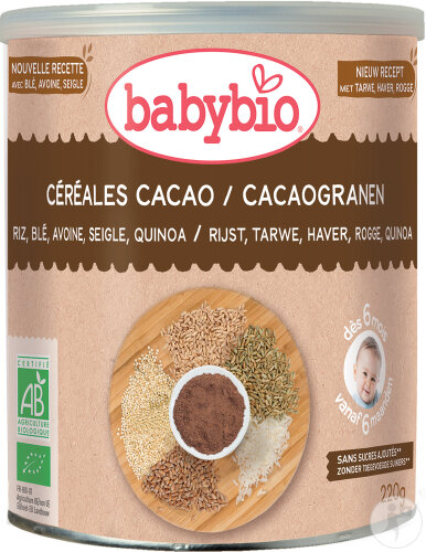 Babybio Baby Kakao-Getreide Mit Quinoa Ab 8 Monaten Dose 220g