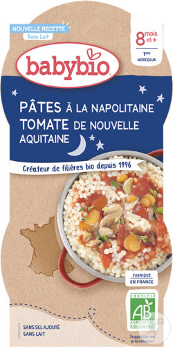 Babybio Pasta Mit Neapolitanischer Tomate Aus Neu-Aquitanien Babys 8+ Monate 2x200g